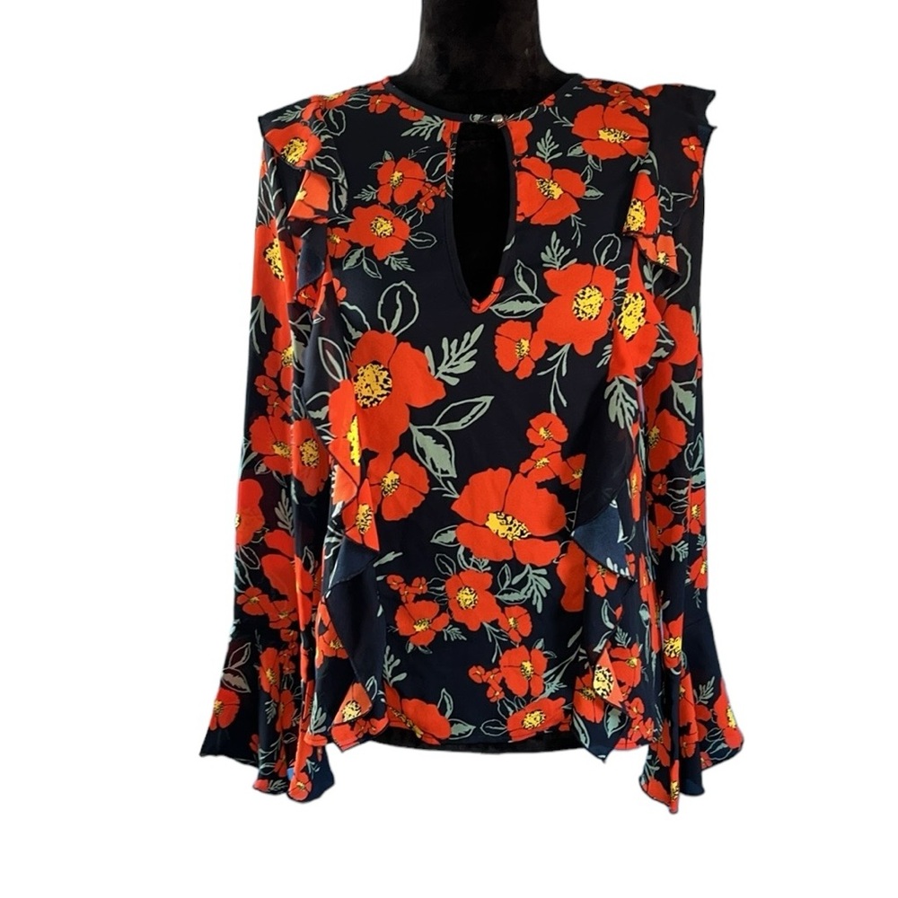 Free People Ruffle and Bell Sleeve Long Sleeve Top